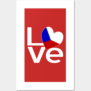White Red Czech LOVE Posters and Art
